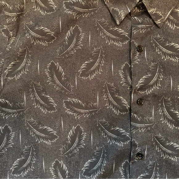 Men’s XL Theory Black/Light Gray Print Short Sleeve Button Down Shirt EUC - Picture 7 of 8